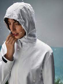In My Nature Áo khoác hoodie ngoài trời màu trơn thường ngày cho nữ - trắng - Xem 9