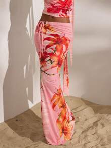 Opulessa Women's Long Floral Print Maxi Beach Skirt For Vacation Holiday Summer Vacation - Baby Blue - View 5