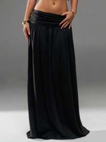 Avantive 夏季女士浪漫 90 年代商务休闲装 Y2k 俱乐部办公室复古风街头服饰春假单身派对演唱会黑色长裙 - 黑色 - 查看 1