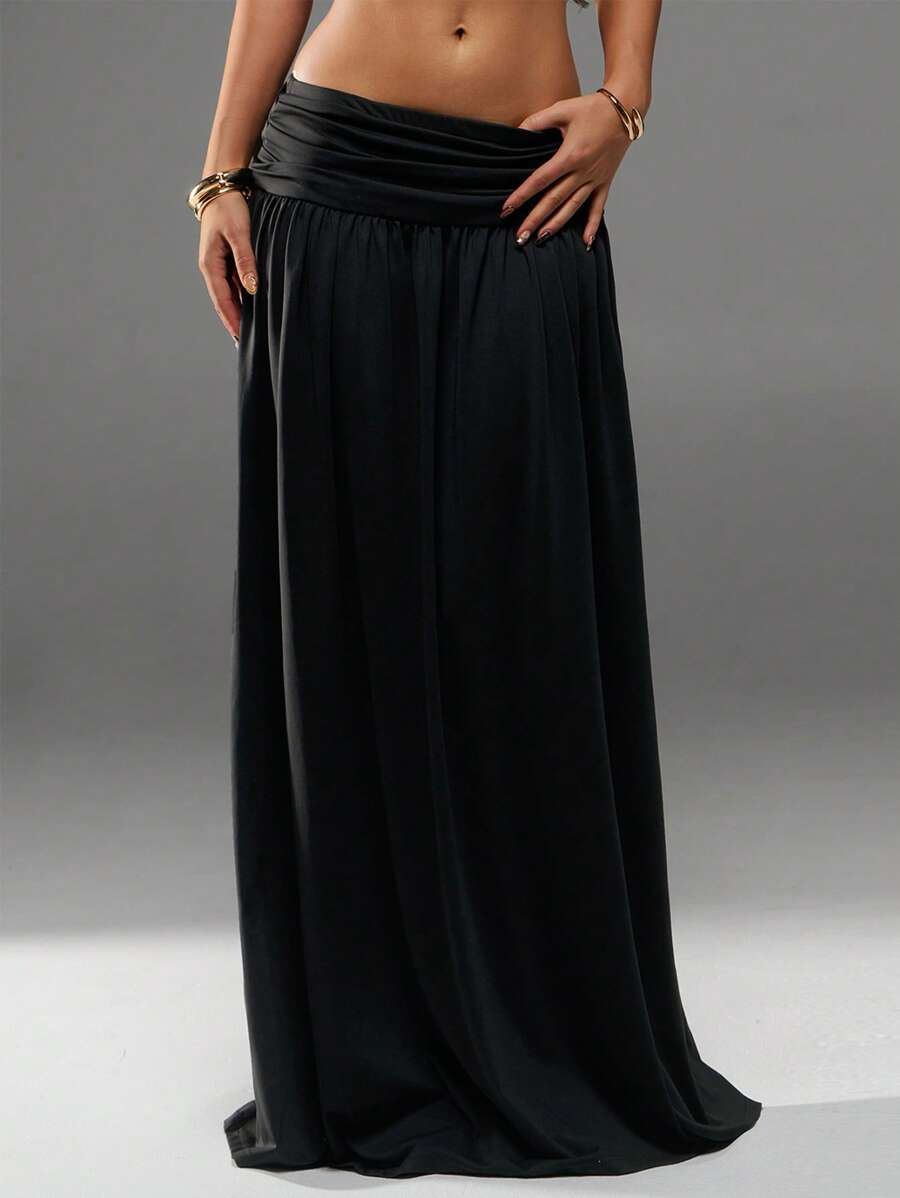 Avantive 夏季女士浪漫 90 年代商务休闲装 Y2k 俱乐部办公室复古风街头服饰春假单身派对演唱会黑色长裙 - 黑色 - 查看 1