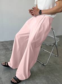 Manfinity Hypemode Pantalones anchos de unicolor versátiles y casuales para hombres
