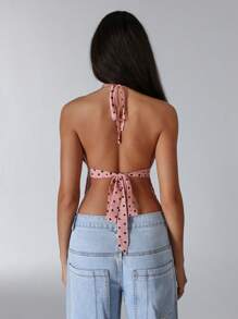 Jeanoix Women's Summer Polka Dot Print Sexy Backless Camisole - Pink - View 3