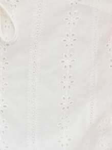 Nöista Sleeveless Swiss Embroidery Crop Top With Deep V-Neck And Double Front Ties. Light And Romantic-Perfect For 4th Of July, Beach Looks, Or Celebration Party! - White - View 10