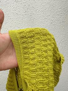 Sunnyshic Top corto de punto con cuello en V profundo y diseño de torsión, vibra de vacaciones