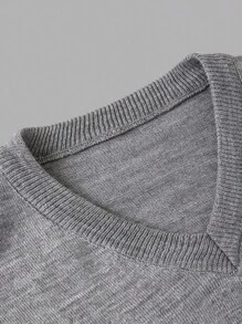 RueChic Men V Neck Rib Knit Solid Regular Sweater - Grey - View 3