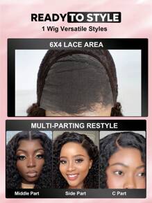 ALL READY WIG 预剪融化蕾丝 6x4 无胶蕾丝前假发 100% 真人发 棕色水波 14 英寸鲍勃假发 可戴可戴 预拔 9AM 头发 - S4 - 查看 6