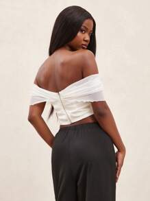 NYA SZN Top hombros descubiertos elegante para novia, boda, estilo bohemio, sexy, para salir, brunch, ropa de calle, uso diario, clásico, en tonos pastel, para verano para mujeres