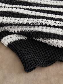 Manfinity VCAY Lässiges, gestreiftes Herren-Strickoberteil mit Polokragen und kurzen Ärmeln, geeignet für den Sommer