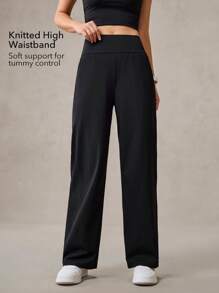 OutZeal Pantaloni a vita alta, diritti, con tasche laterali, in maglia fresca, per uso casual quotidiano