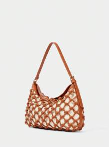 SHECARRY Women's Hollow Design Fashionable Casual Shoulder Bag - Brown - View 2