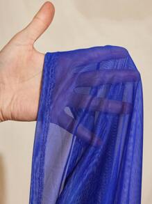 Yelly Gray Ombre Printed Ruffled Mesh Cape With Bodycon Dress And Scarf Women Summer Vacation Periwinkle Dress Ombre Dress Purple Dress Flowy Dress Fairy Core Dress - Multicolor - View 7