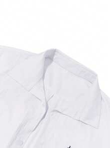 SHEIN Manfinity Dauomo Men's White Long Sleeve Shirt With Knight Print - White - View 3