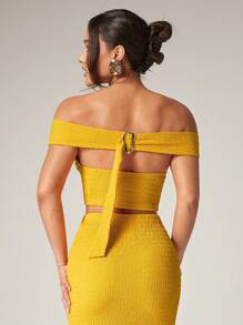 Silquee Ensemble de 2 pièces en couleur unie pour femmes, débardeur dos nu avec décoration métallique réversible et robe longue moulante. Un ensemble idéal pour les vacances d'été au bord de , convenant pour le port quotidien, les rendez-vous romantiques, les mariages, les sorties en soirée, les vacances à la plage, les festivals de musique, le printemps et l'été, les sorties entre amis.
