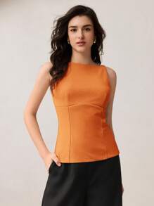 BizChic 2025 夏季新款南瓜色方领前开橙色背心蝴蝶结装饰商务休闲日常通勤优雅海滩度假上衣适合婚礼宾客乡村音乐节、早午餐、机场 90 年代复古风格美国独立日 - 橘色 - 查看 7