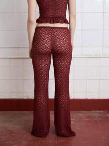 COUREZ Schmale Spitze Schlaghose in Knöchellänge / Y2K Sommer Outfit für Frauen Sommerbekleidung unterer Teil Vintage