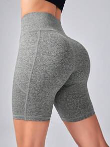 Easithlete 女式高腰纯色修身运动短裤，夏季健身短裤