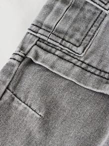 SHEIN Baby Boys' Stonewashed Retro Cargo Pocket Split Design Loose Fit Blue Denim Jeans,Casual And Versatile For Baby Boys Indoor/Outdoor Fall/Winter Clothes - Light Grey - View 4
