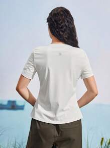 In My Nature Damen Lässig Einfarbiges Kurzarm Outdoor Sport T-Shirt