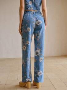 MOTF PREMIUM Jeans de pierna recta con estampado floral
