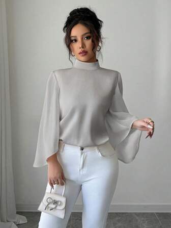 Rafferiza 女士优雅法式缎面粗花呢和缎子拼布衬衫