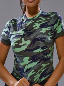 MUSERA Fitted Camo Baby T-Shirt Spring, Summer, Streetwear, Y2k, Cool Girl, City Muse Fall Back To School