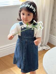 Hapijoa Kleinkind Mädchen Lässiges Jeans Trägerkleid mit abnehmbarem Träger