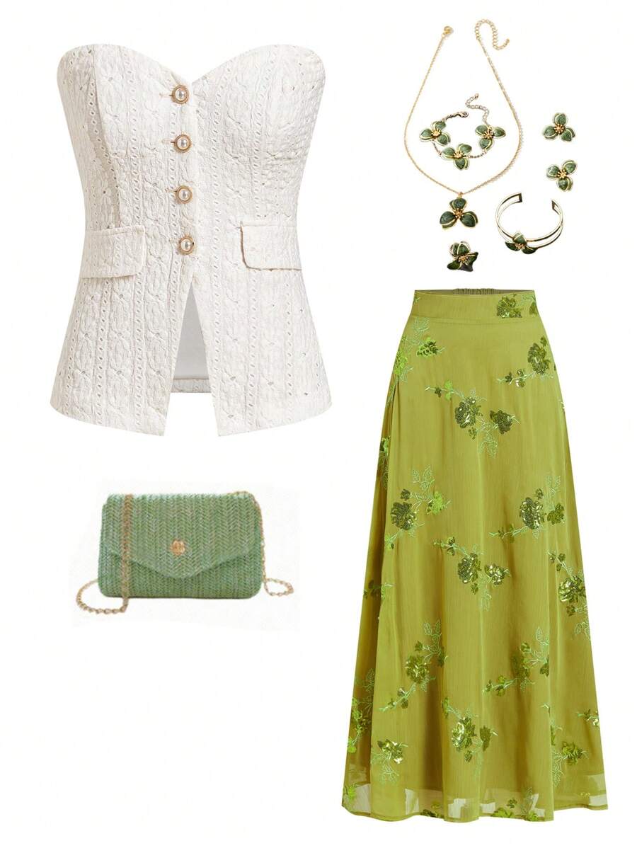 Ellevyn Neue stilvolle und elegante Damen Bandeau Top, strukturierter Stoff, schlankend, taillierend, hochwertiges Gefühl Damen Elegante Blusen für Damen Sommer Tops - Aprikosenfarben - Übersicht 1