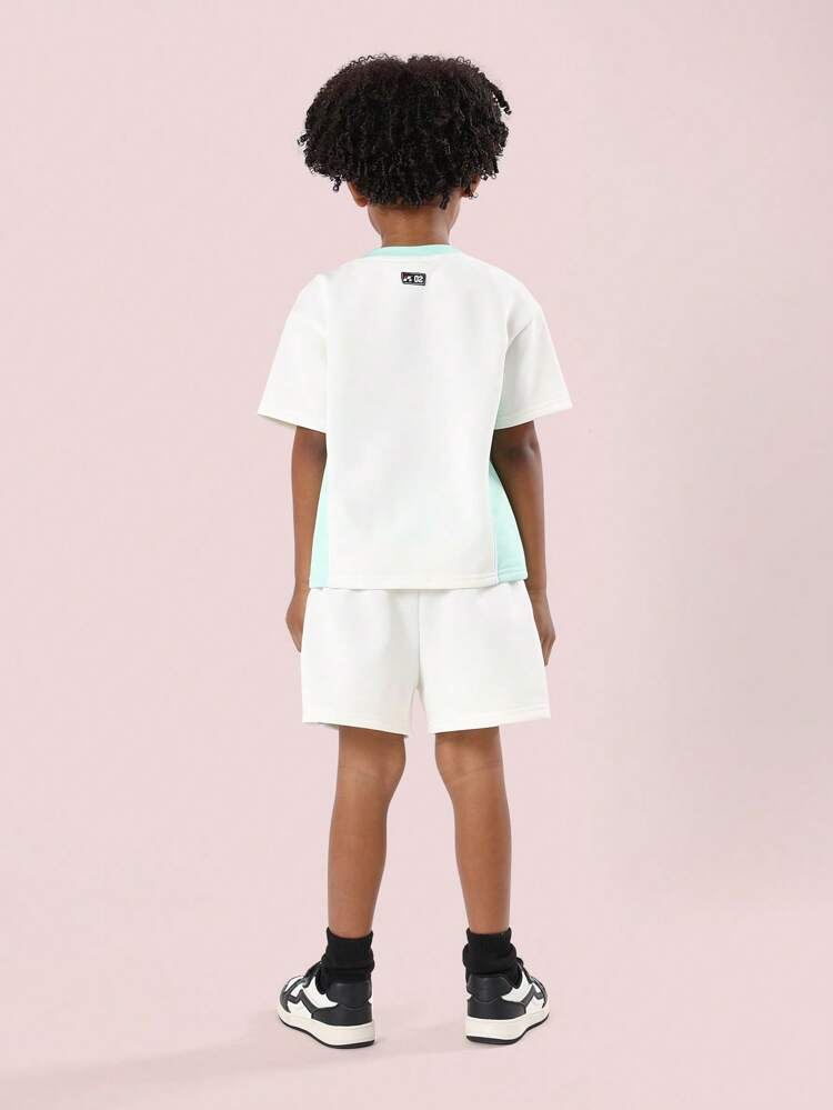 Checkered Mint Number Print T-Shirt Shorts Co-Ord