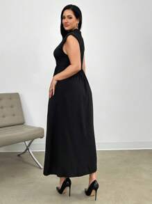 SHEIN Privé Vestido De Talla Grande Con Cuello Alto - Negro - Ver 2