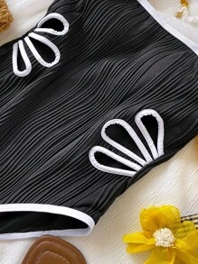 Tween Girls' Floral Hollow Out Ruffle One-Piece Swimsuit