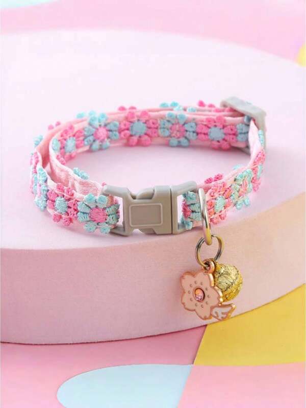 SHEIN 1 Stück Blumenmuster Haustier Halskette für Hund und Katze als Dekoration