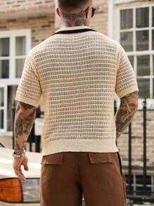Manfinity Homme Herren Sommer Casual Colorblock Gestreiftes Strickoberteil Herren S Häkelhemd - Verschiedenfarbig - Übersicht 2
