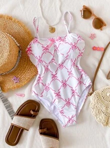 Maillot de bain une pièce pour pré-adolescente avec imprimé papillon, idéal pour les vacances à la plage
