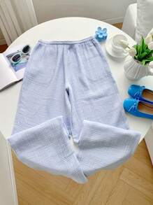 Comfortcana Pantaloni casual lunghi da donna, con coulisse in vita, tinta unita, estivi