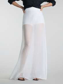 Ontre 女式白色简约半透明休闲裙，优雅简约，适合夏季、商务休闲、度假 - 白色 - 查看 5