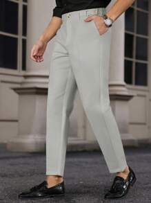 Manfinity Bizformal Naples 男式白色可调节腰部直筒修身正装裤