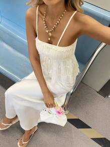 Siren Gaze 女士夏季简约纯色吊带背心 - 杏色 - 查看 7