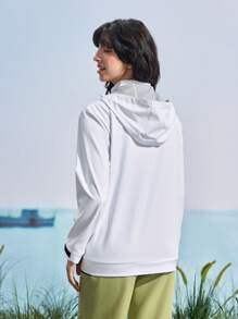 In My Nature Áo khoác hoodie ngoài trời màu trơn thường ngày cho nữ - trắng - Xem 7