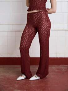 COUREZ Schmale Spitze Schlaghose in Knöchellänge / Y2K Sommer Outfit für Frauen Sommerbekleidung unterer Teil Vintage