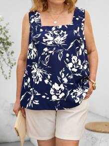 Miaspire Canotta con scollo quadrato e senza maniche, con stampa, stile semplice e alla moda, adatta per l estate, look casual da vacanza, outfit estivi da donna, per la festa della mamma, concerti country, stile boho e western, abbigliamento estivo da donna, casual e formale, taglie comode