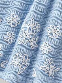 Ontre 年轻女孩花卉图案无袖吊带背心 - 藍色 - 查看 3