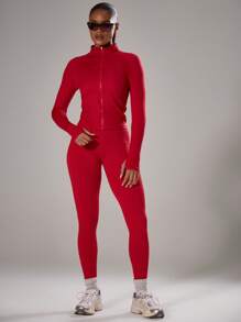 "Musera Sport" Seamless Sculpt BBL Jacket Active Workout Gym,Padel, Tennis, Pickleball Gym Fitness - Red - View 3