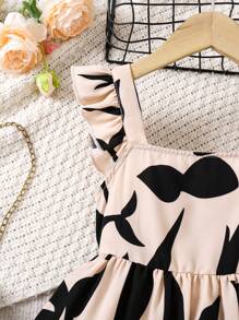 SHEIN Vestido sin espalda y sin mangas con estampado floral diminuto, informal y apropiado para vacaciones para niña joven