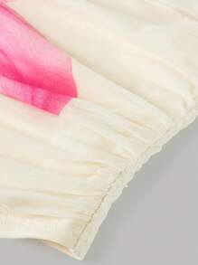 Girlism Tee-shirt en maille ajusté à imprimé floral crème pour jeune fille, Abricot. Convient pour les fêtes, les tenues décontractées, l'été, les remises de diplômes, la rentrée, les vacances, les festivals, les déjeuners, les festivals de musique