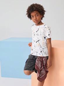 SHEIN Tween Boy Splattered Paint Tee - Multicolor - View 5