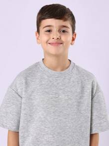 SUMWON Oversized Loose Fit Short Sleeve T-Shirt Everyday Casual Streetwear Relaxed Wear Youth Modern Basic Essential Top - Grey - View 5