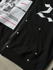 Manfinity EMRG Men's Figure & Slogan Print Hoodie - Black - View 4