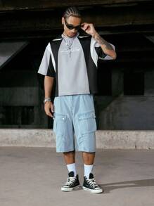 PAVTROS Manfinity Streetrush T-shirt style de rue pour jeunes hommes, avec un tissu jacquard texturé de luxe, coupe ample et courte, design minimaliste avec de petits accents, convient aux personnalités discrètes et minimalistes, polyvalent pour un usage casual, vacances, campus, extérieur. Cadeau de vacances, unisexe. Chemises streetwear pour hommes, vêtements streetwear pour hommes, chemise streetwear, chemises streetwear pour hommes, chemises pour hommes, streetwear, hip-hop de rue, cadeaux pour petit ami - Noir - Voir 8