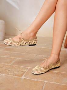 Women's Flat Slip-On Shoes, Boho Style, Retro American, Bohemian, Western, Music Festival, Party Outfit - Khaki - View 3