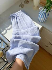 Comfortcana Pantaloni casual lunghi da donna, con coulisse in vita, tinta unita, estivi